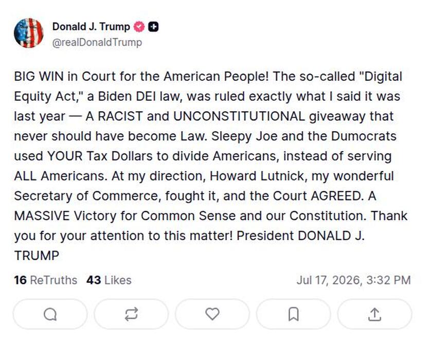 Post image from Donald Trump