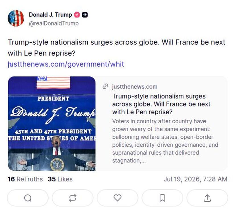Post image from Donald Trump