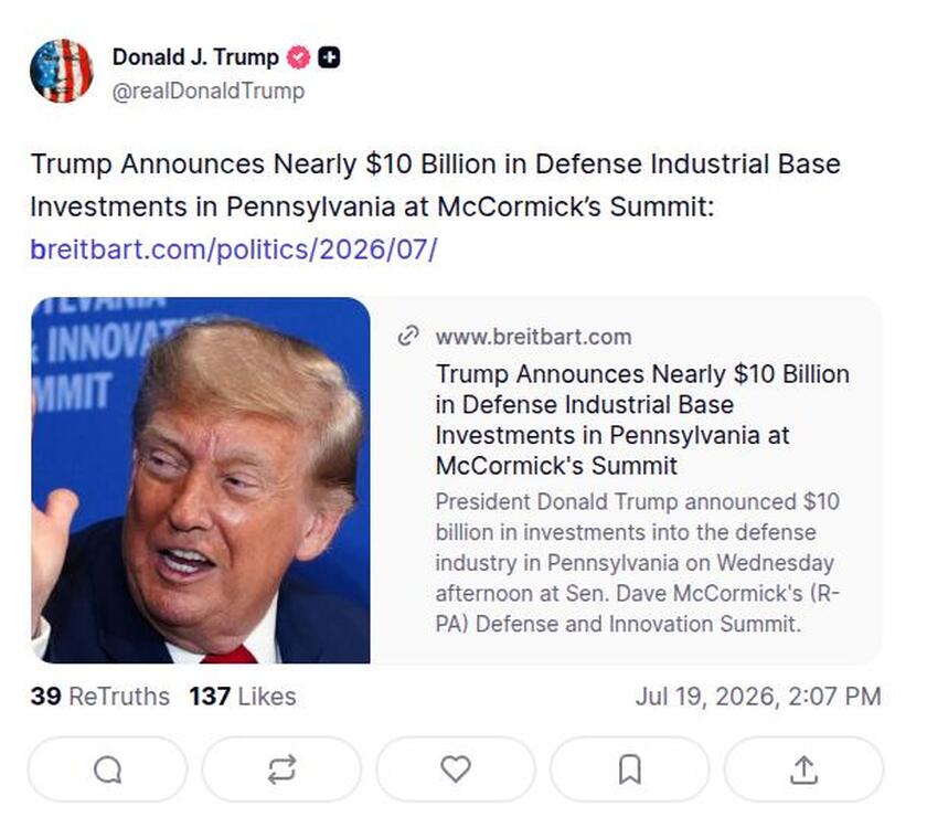 Post image from Donald Trump