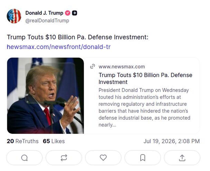 Post image from Donald Trump