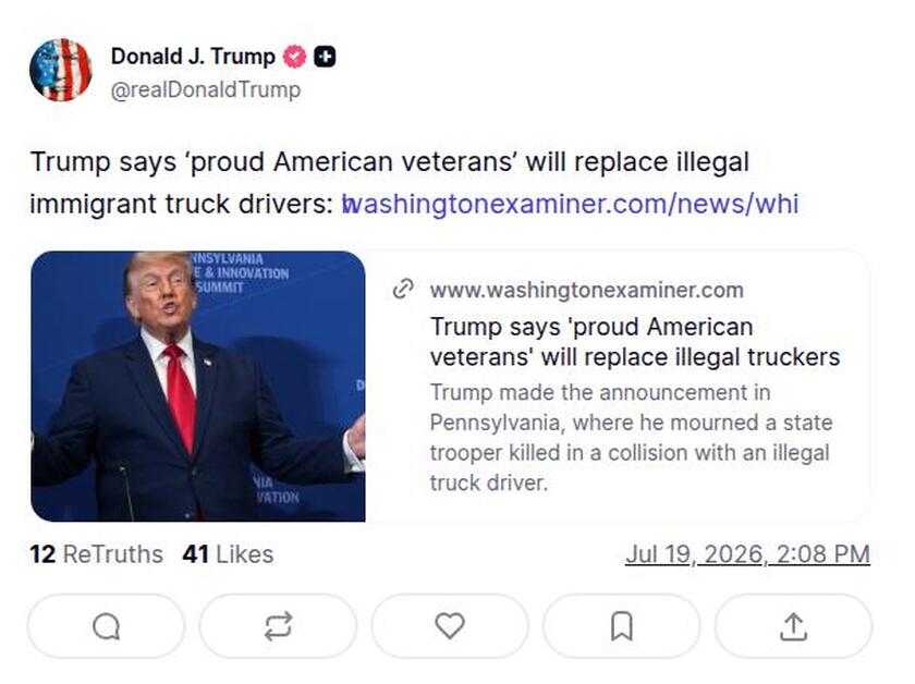 Post image from Donald Trump