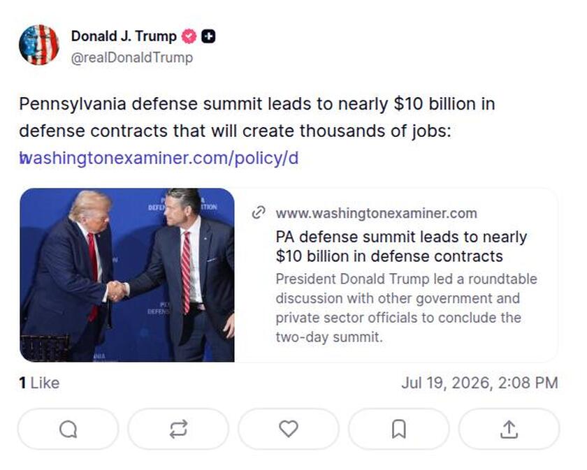Post image from Donald Trump