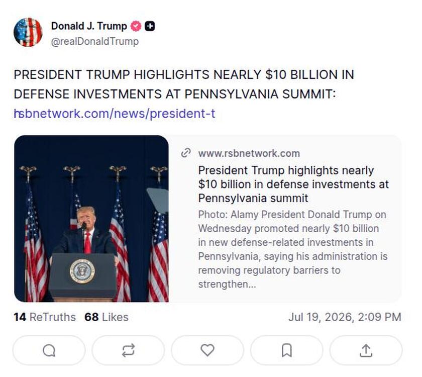 Post image from Donald Trump