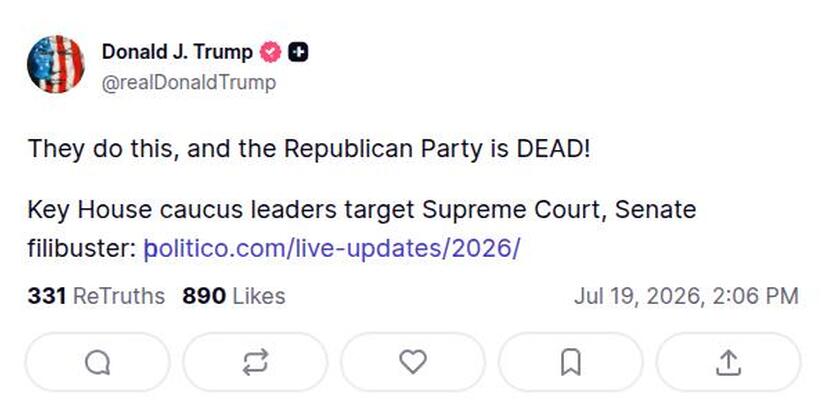 Post image from Donald Trump