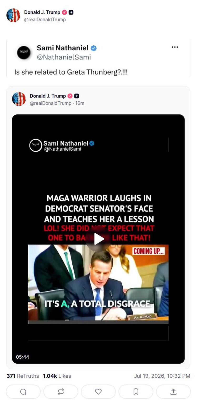 Post preview from Donald Trump