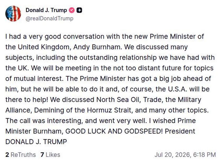 Post image from Donald Trump