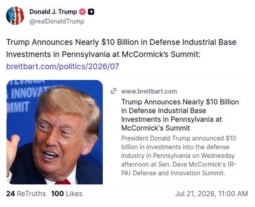 Post image from Donald Trump