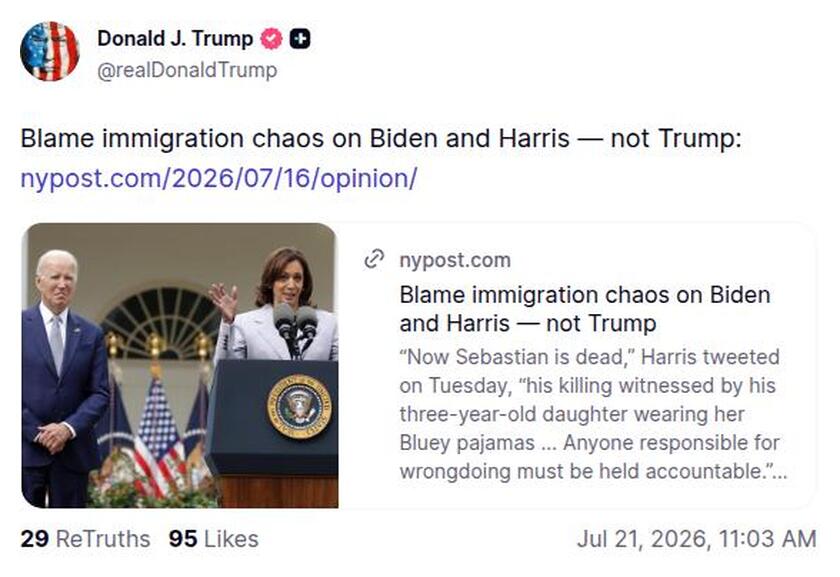 Post image from Donald Trump