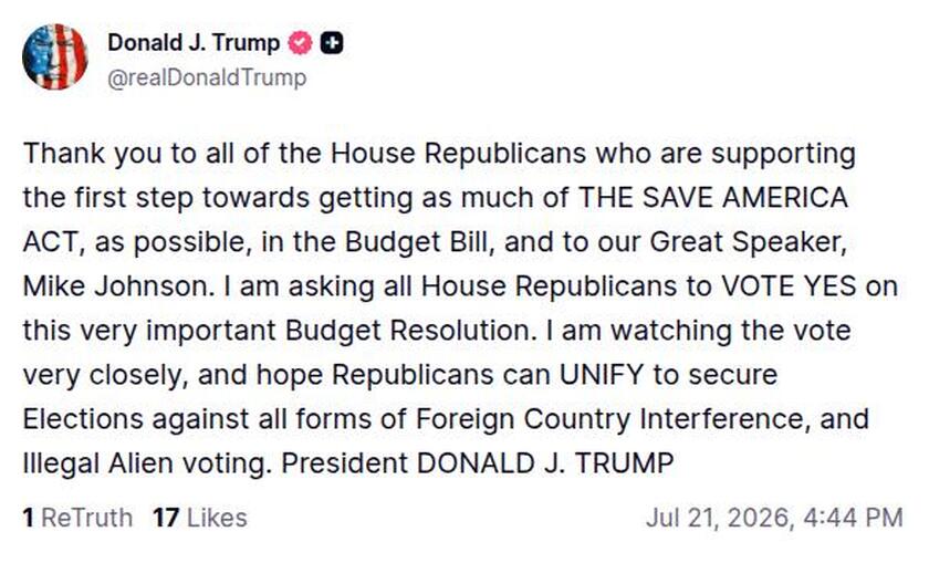 Post image from Donald Trump