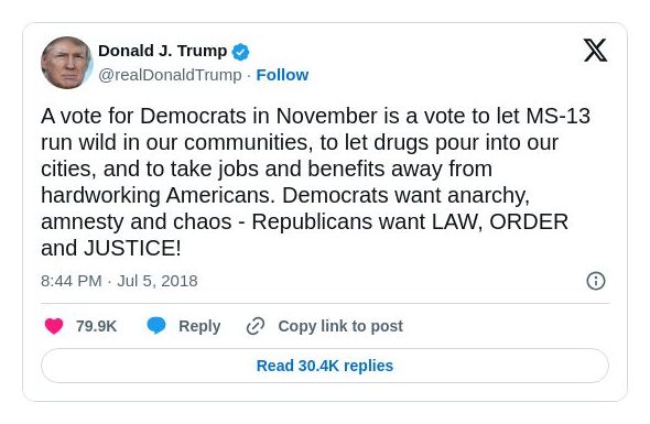 Post image from Donald Trump