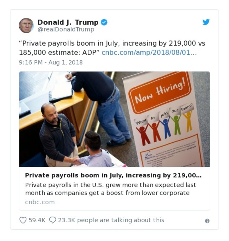 Post image from Donald Trump