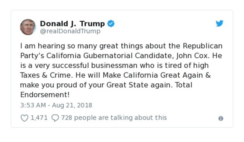 Post image from Donald Trump