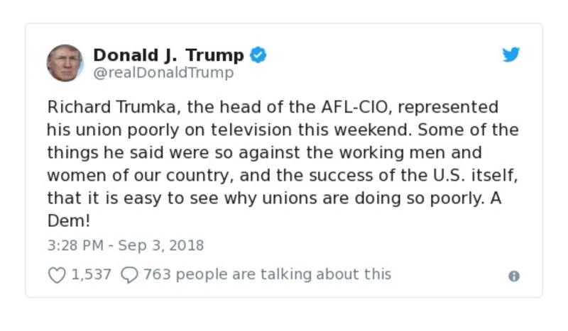 Post image from Donald Trump