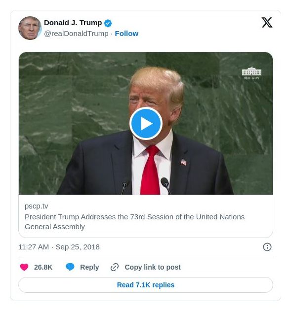 Post image from Donald Trump