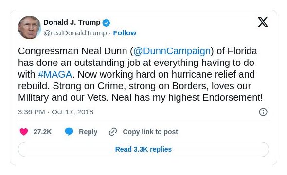 Post image from Donald Trump