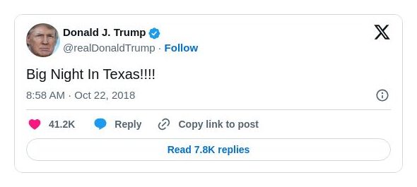 Post image from Donald Trump