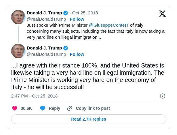 Post image from Donald Trump