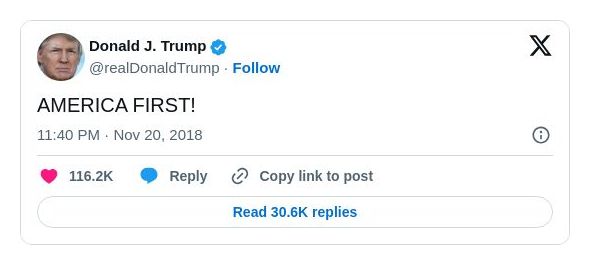 Post image from Donald Trump