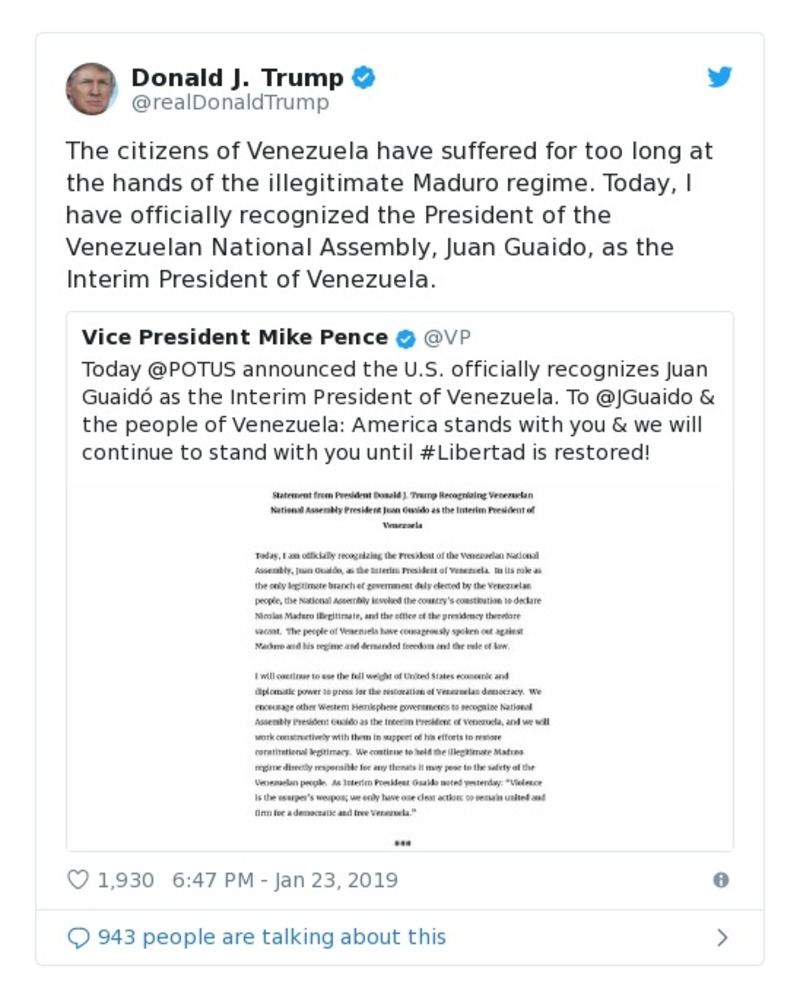 Post preview from Donald Trump