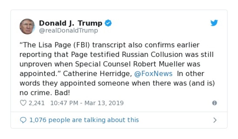 Post image from Donald Trump