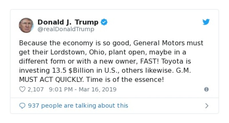 Post image from Donald Trump