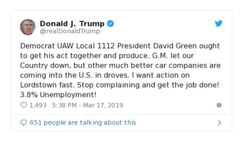 Post image from Donald Trump