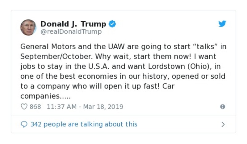 Post image from Donald Trump