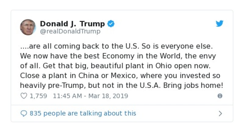 Post image from Donald Trump