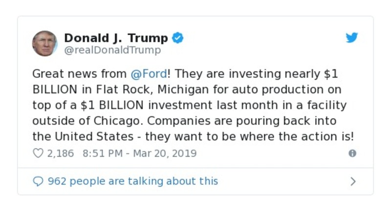 Post image from Donald Trump