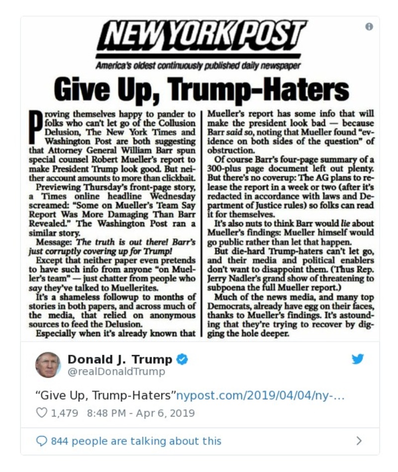 Post image from Donald Trump