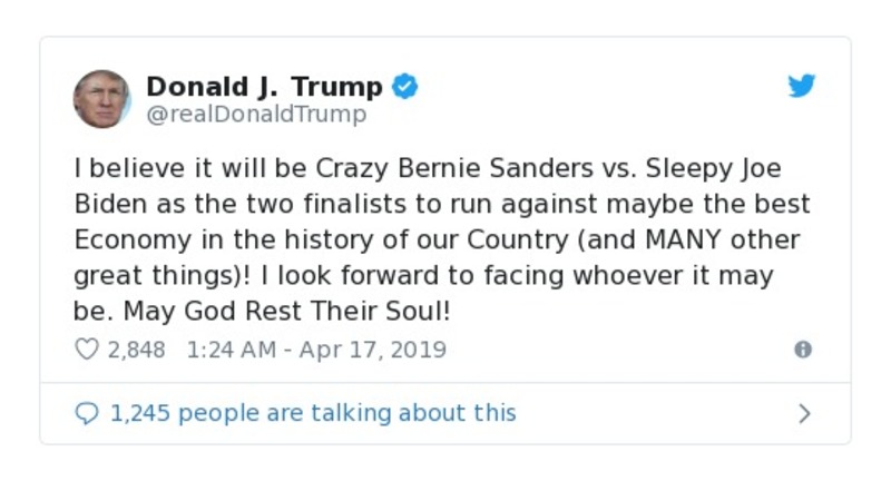 Post preview from Donald Trump