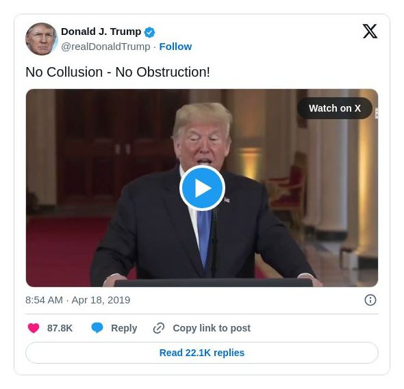 Post image from Donald Trump