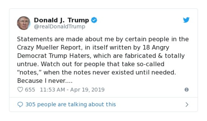 Post image from Donald Trump