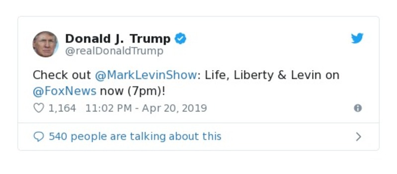 Post image from Donald Trump