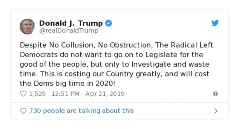 Post image from Donald Trump