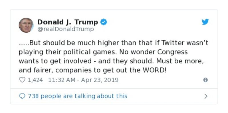 Post image from Donald Trump