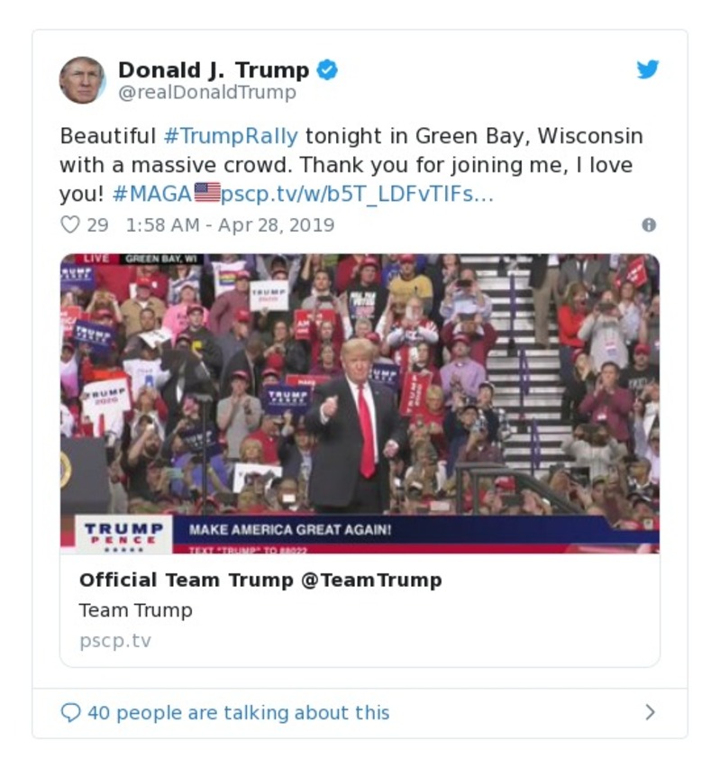 Post image from Donald Trump