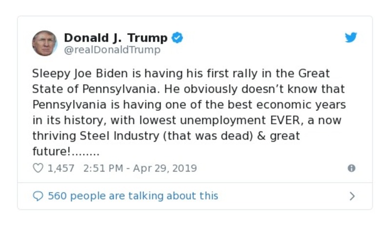 Post preview from Donald Trump