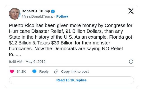 Post image from Donald Trump