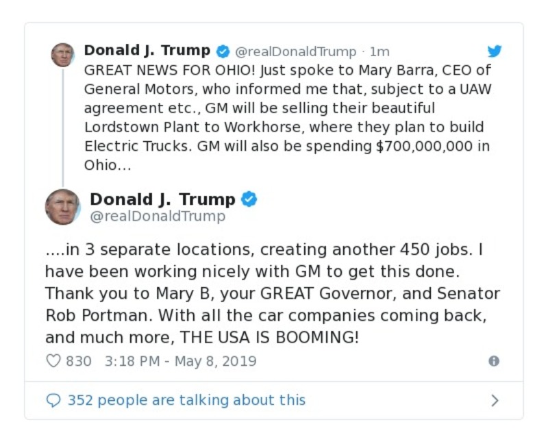 Post image from Donald Trump