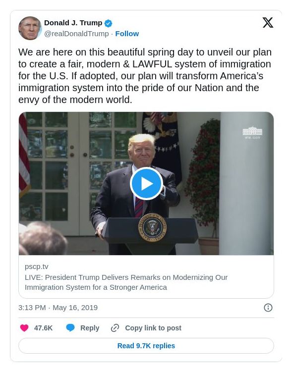 Post preview from Donald Trump