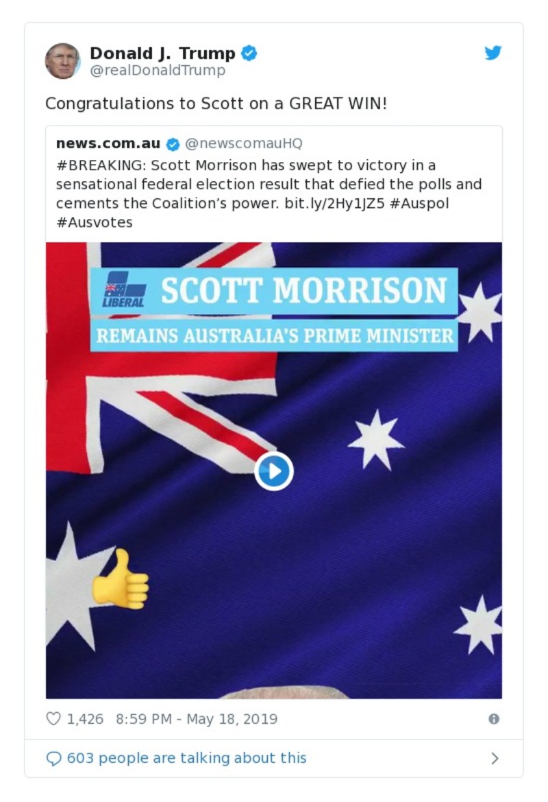 Post image from Donald Trump