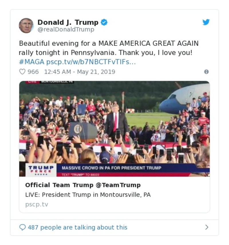 Post image from Donald Trump