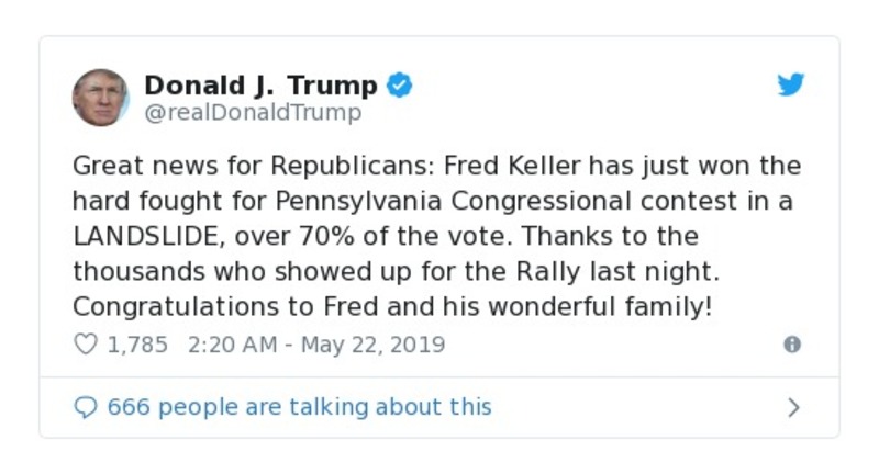 Post image from Donald Trump