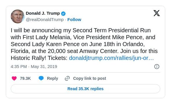 Post image from Donald Trump