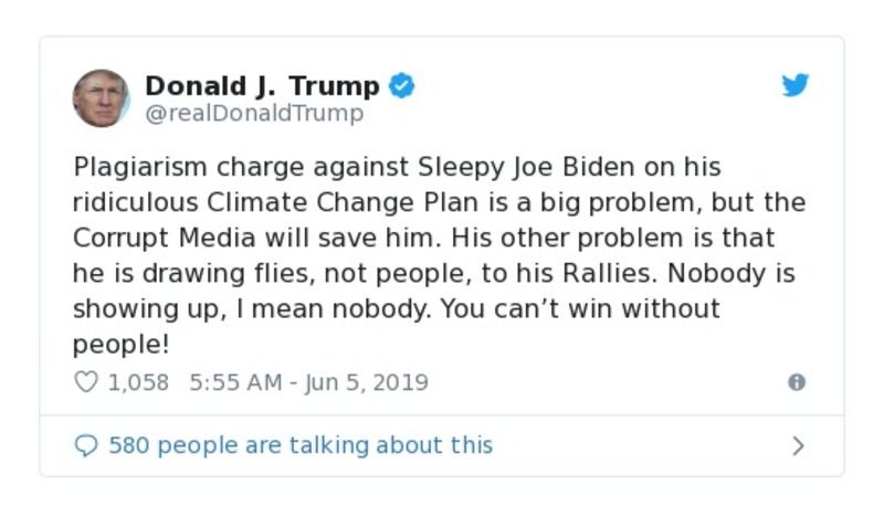 Post preview from Donald Trump