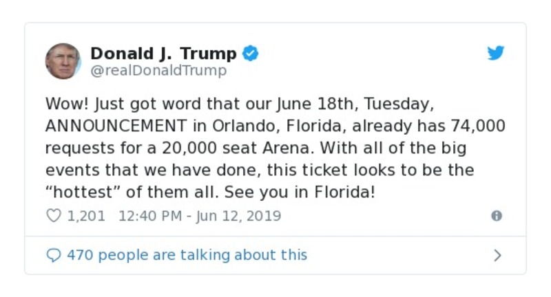 Post image from Donald Trump