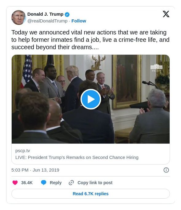 Post image from Donald Trump