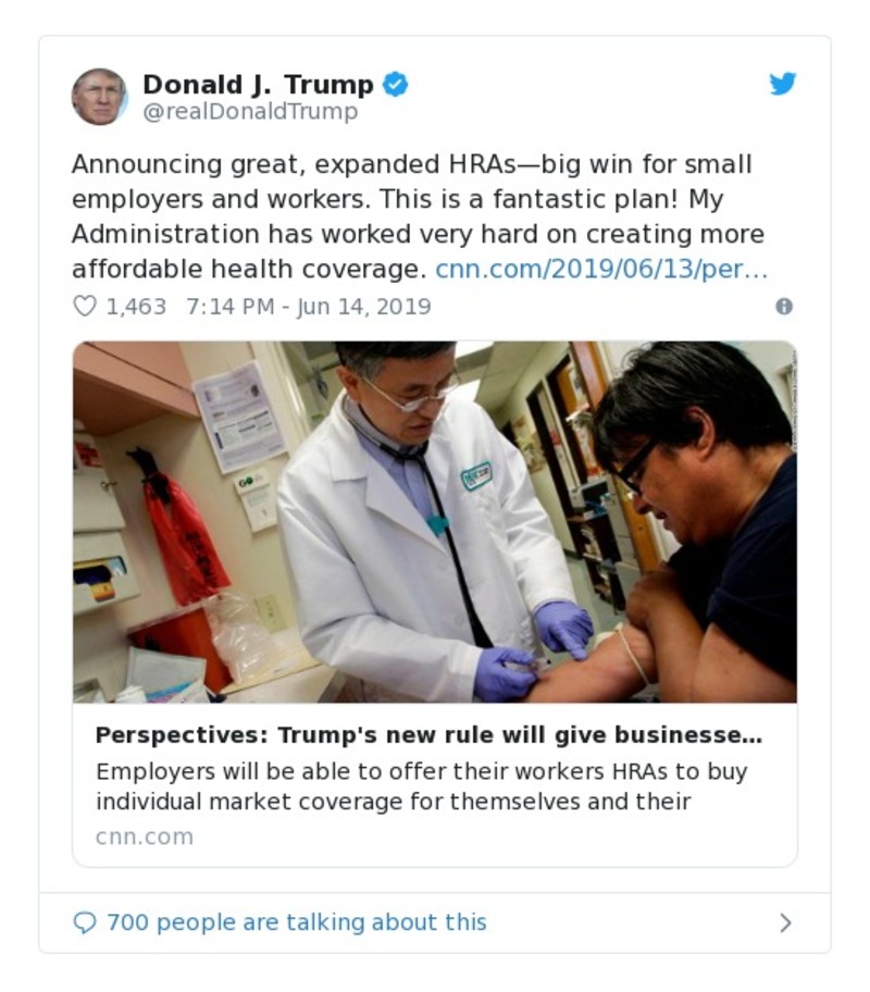 Post preview from Donald Trump