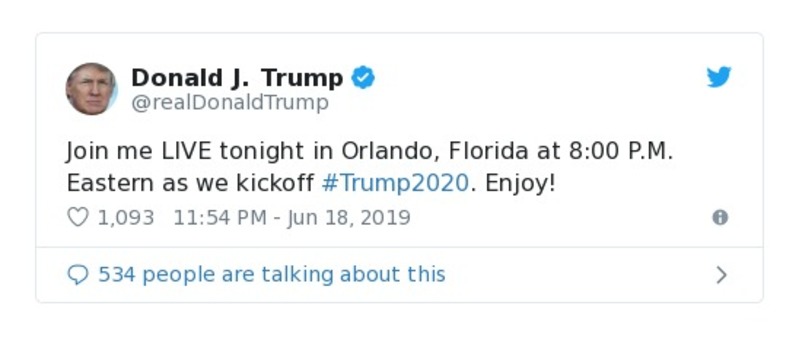 Post image from Donald Trump